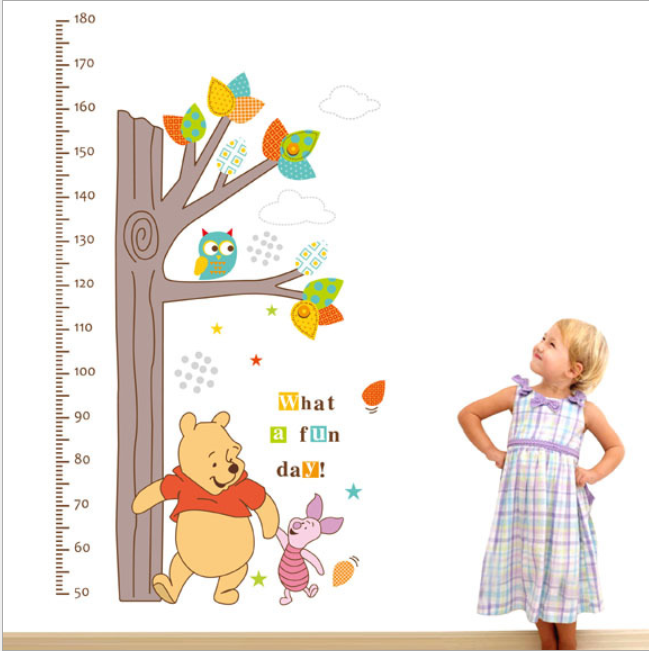 Decal giấy dán tường thước đo chiều cao chú gấu WD28