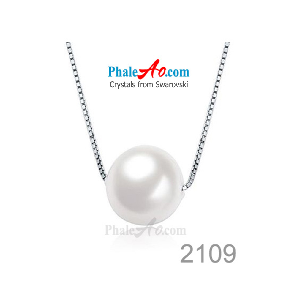 Dây chuyền bạc 925 mặt pha lê ngọc trai Swarovski crystal pearl 5810 10 ly