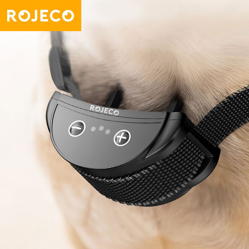 ROJECO Smart Dog Anti-Bark Collar Cổ áo huấn luyện chó có thể sạc lại Siêu âm rung Anti-Bark Dog Training Collar cho chó vừa và lớn