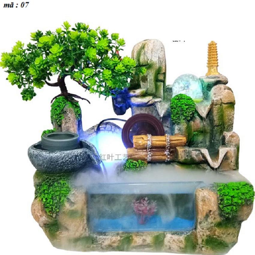 Thác nước phong thuỷ tiểu cảnh non bộ bể cá phong thủy tặng miễn phí máy phun sương tạo khói đổi màu TN07