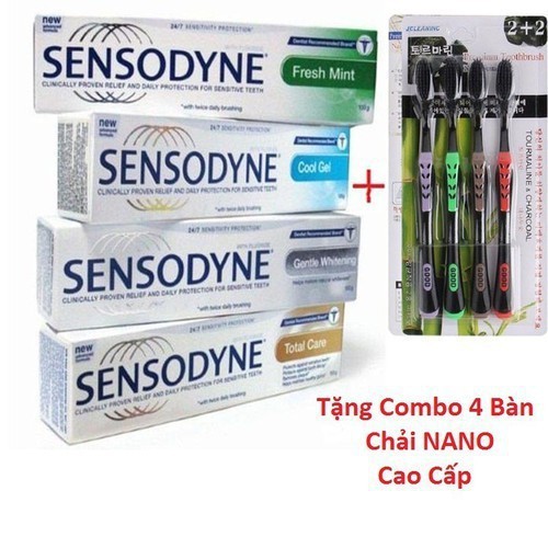 COMBO 6 Tuýt Kem đánh răng chống ê buốt thái lan tặng kèm 4 bàn chải NANO cao cấp
