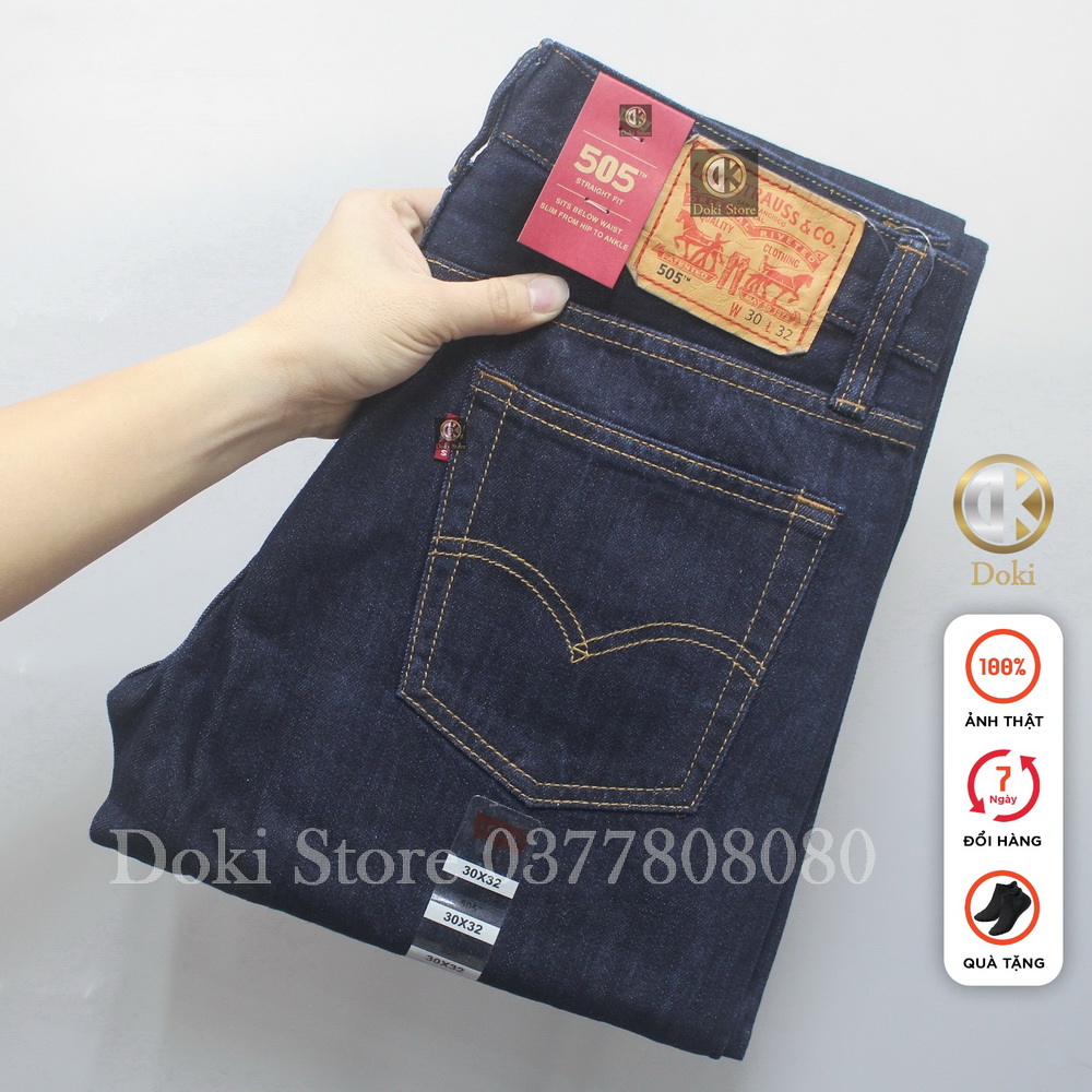 Quần Jean Nam Ống Suông Cao Cấp Xanh Than Quần Suông Ống Rộng Chất Cotton Không Co Giãn Sang Trọng Lịch Sự - DOKI