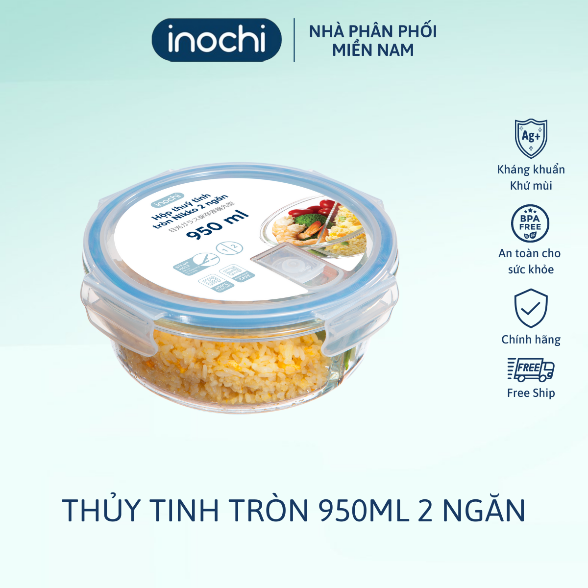 Hộp thuỷ tinh tròn Nikko 950 ml