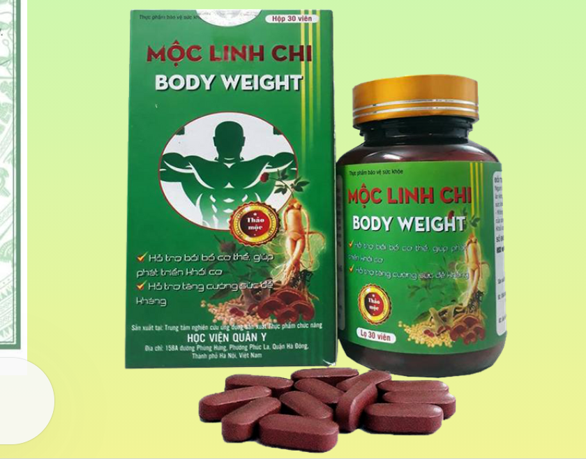 [HCM]Viên uống Tăng Cân Mộc linh chi Học viện quân y Hộp 30 viên - Body weight