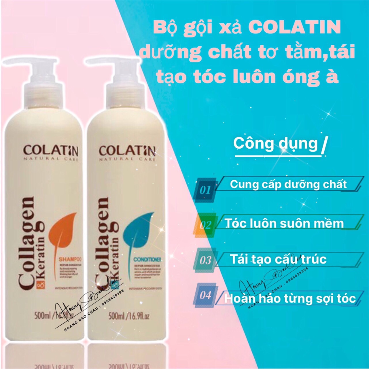 Dầu Gội Xả Colatin Phục Hồi Dưỡng Chất Tơ Tằm Chính Hãng Công Ty Xuân Thì 500ML