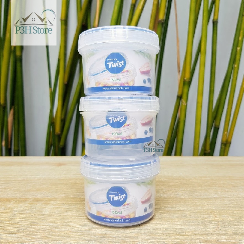 Bộ 3 hộp bảo quản thực phẩm nắp vặn Lock&Lock Twist dung tích 150mlx3 LLS111