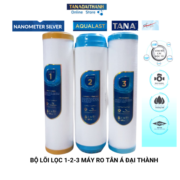 Bộ 3 lõi lọc nước số 1, 2, 3 máy ro tân á đại thành