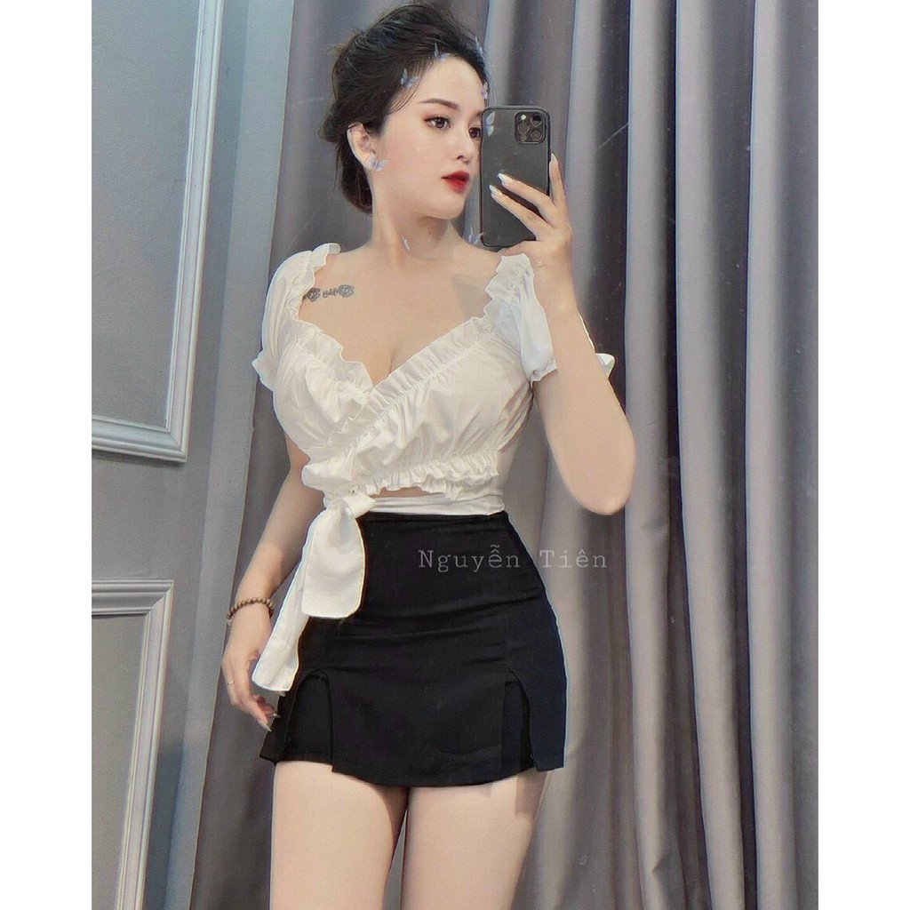 Áo kiểu buộc dây eo bèo bèo xinh tươi