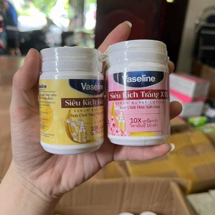 Kem Kích Trắng Vaseline X10 200g, kích trắng dưỡng trắng da toàn thân vaseline.
