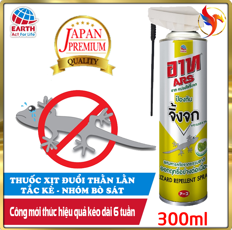 Bình xịt đuổi thằn lằn (thạch sùng), tắc kè, bò sát và rắn Ars Lizard Repellent Spray chai 300ml, vòi xịt kéo dài 2 trong 1, hương bạc hà thơm mát, không độc hại - rồng việt 68