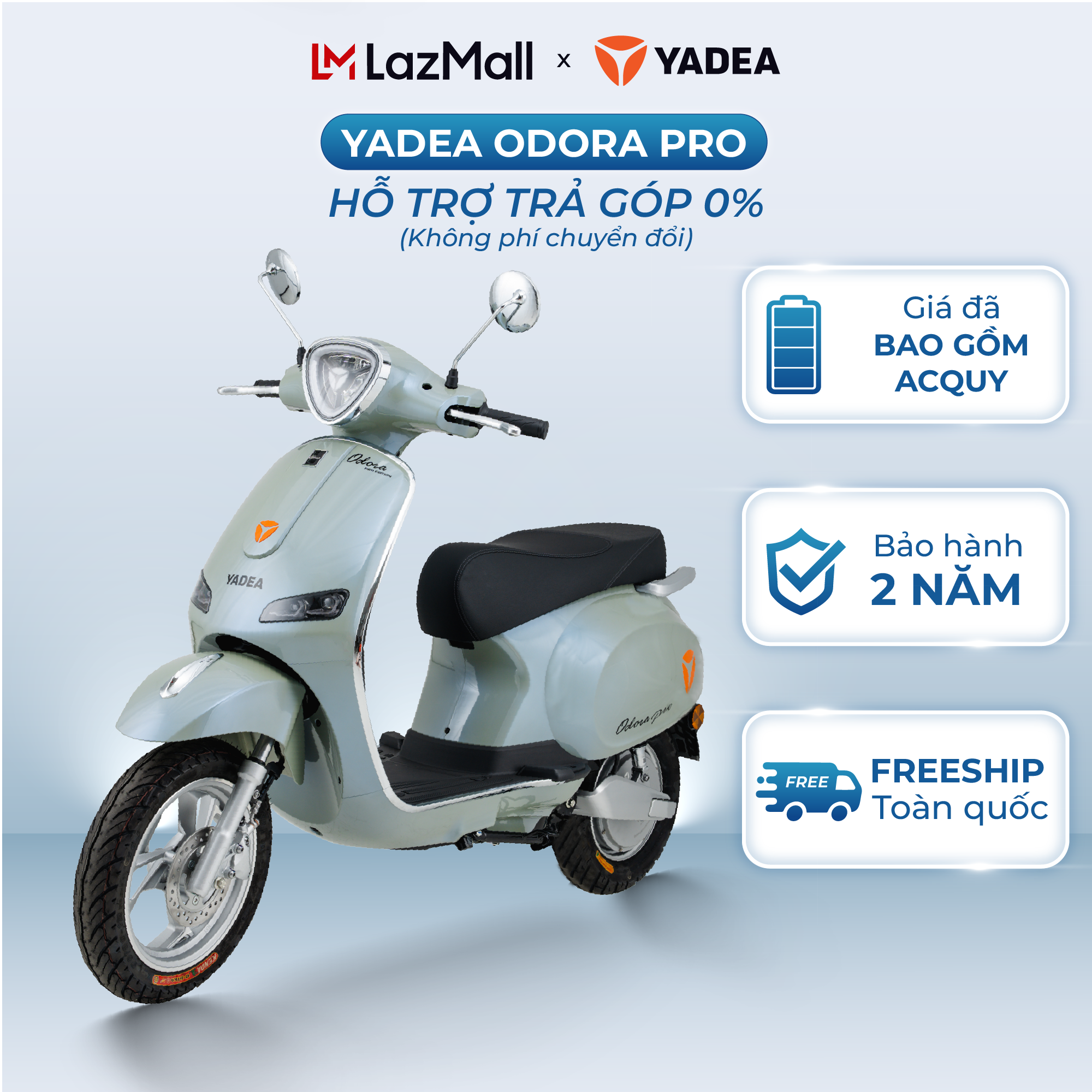 [TRẢ GÓP 0%] Xe Máy Điện Yadea Odora Pro 100km Trong Một Lần Sạc - Bảo Hành 2 Năm