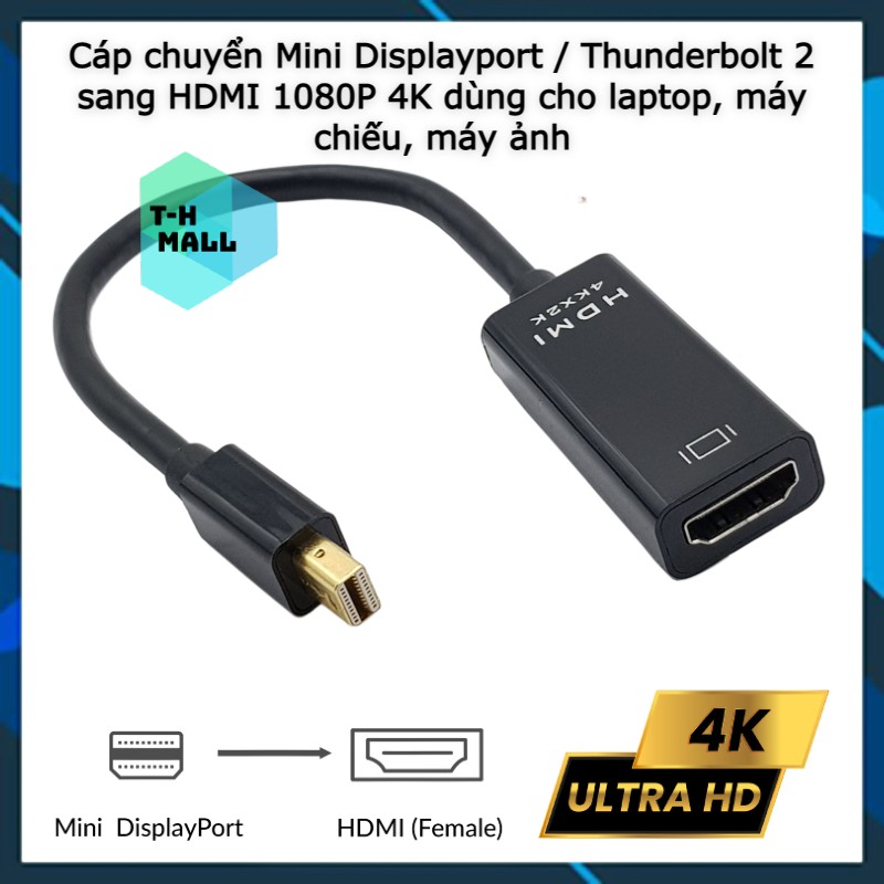Cáp chuyển Mini Displayport to HDMI , Mini DP ra HDMI FULLHD 1080p có thể dùng cho Macbook Thunderbolt 2