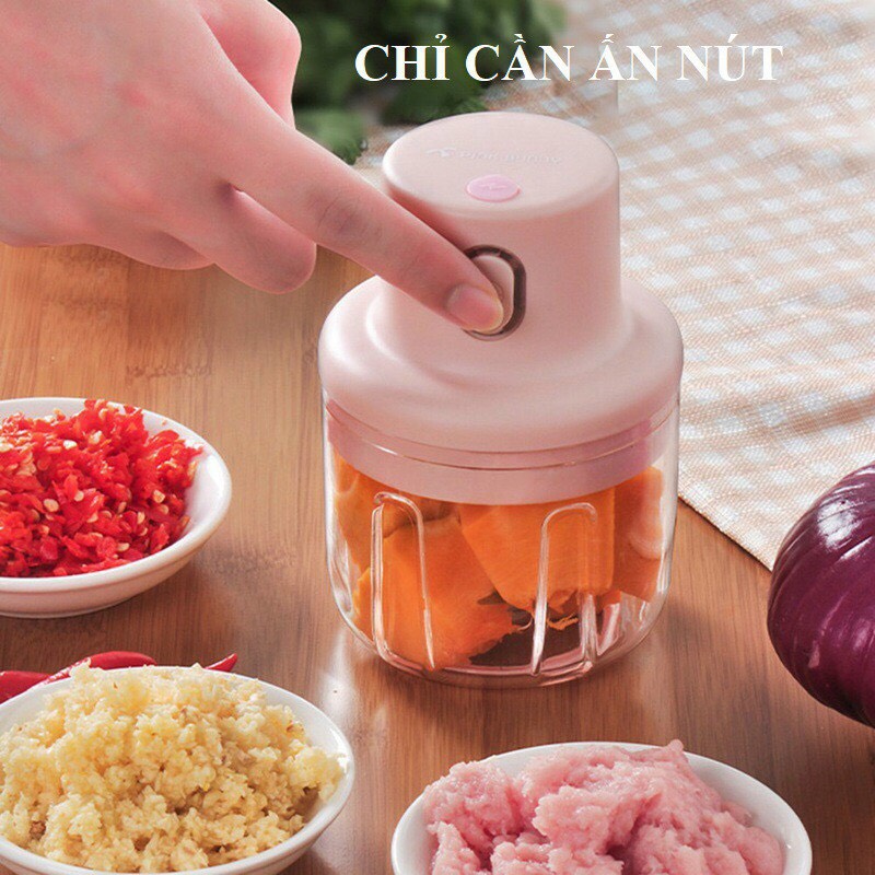 [BẢO HÀNH 1 ĐỔI 1] MÁY XAY TỎI ỚT LOẠI TỐT, XAY SINH TỐ, XAY THỊT, RAU CỦ QUẢ CÁC LOẠI, MÁY XOAY TỎI ỚT BẰNG ĐIỆN SẠC PIN BẰNG TAY, CẦM TAY, KHÔNG DÂY, MÁY XAY ĐỒ ĂN DẶM CHO BÉ AN TOÀN TIỆN LỢI..