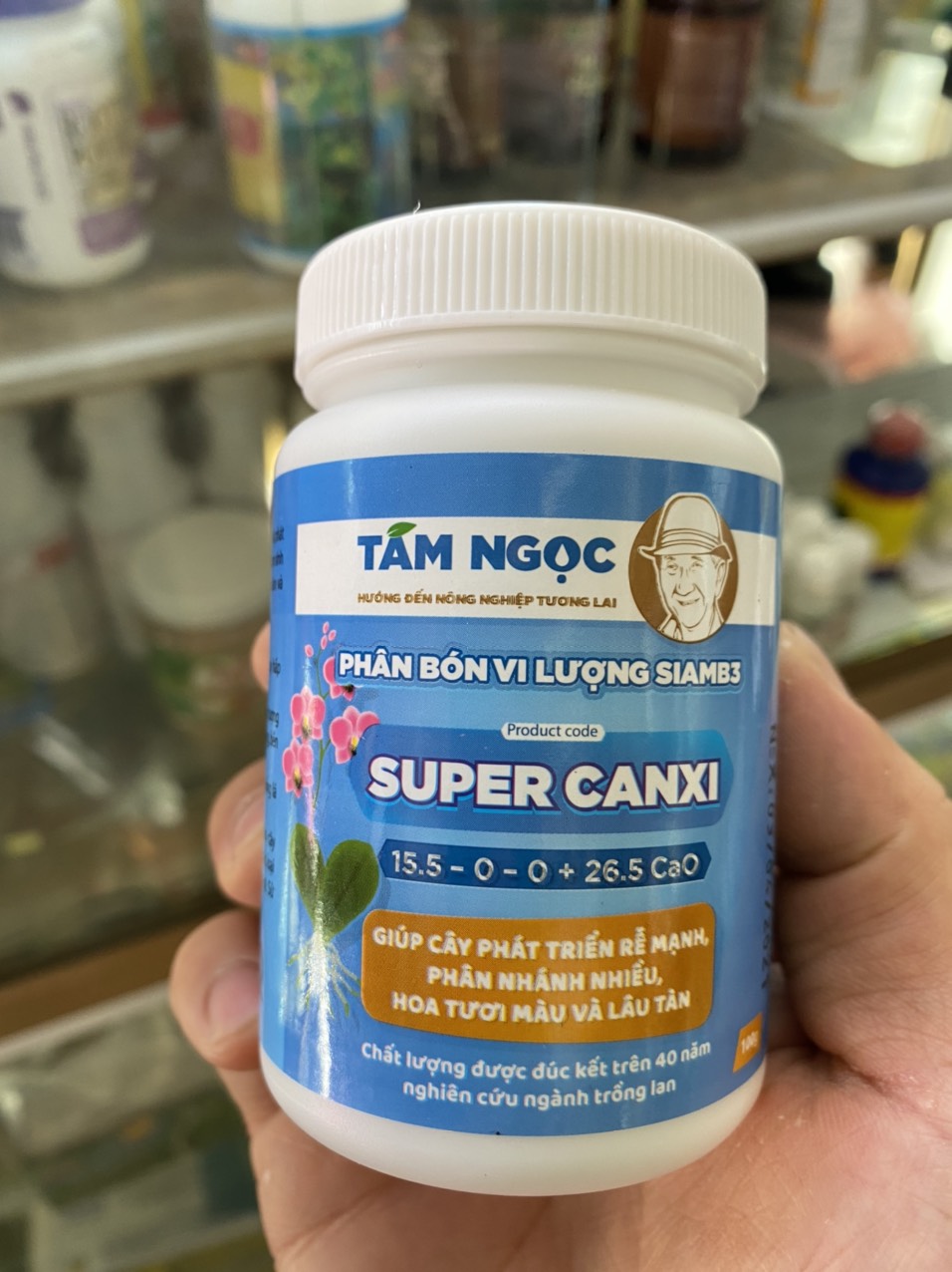 Super Canxi Tám Ngọc (hũ 100gr) chuyên dùng cho Hoa Phong Lan & Hoa Kiểng