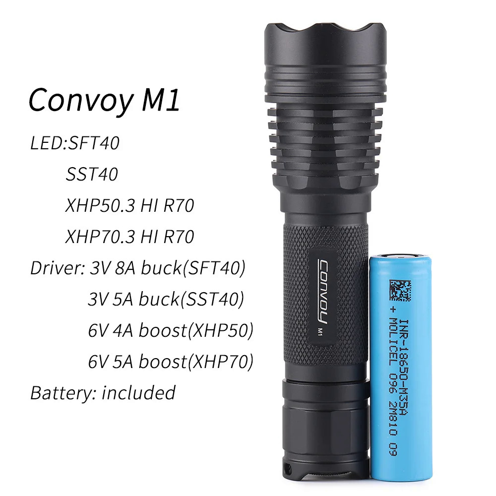 Convoy M1 18650 Đèn pin, sft40 sst40 xhp50.3 Hi xhp70.3 Hi, có pin