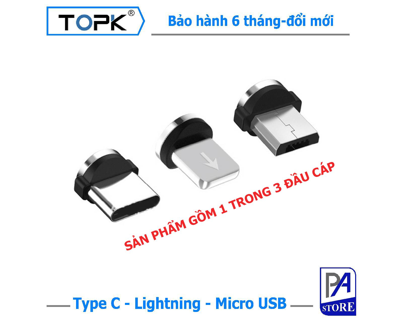 Đầu Cáp Sạc Nam Châm Rời Dùng Cho Cáp TOPK (Lightning, Type C, Micro USB)