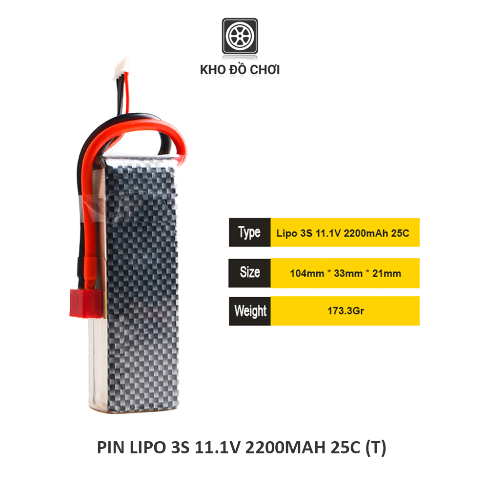 Pin lipo 3s 11.1v 2200mah 25c - carbon skin