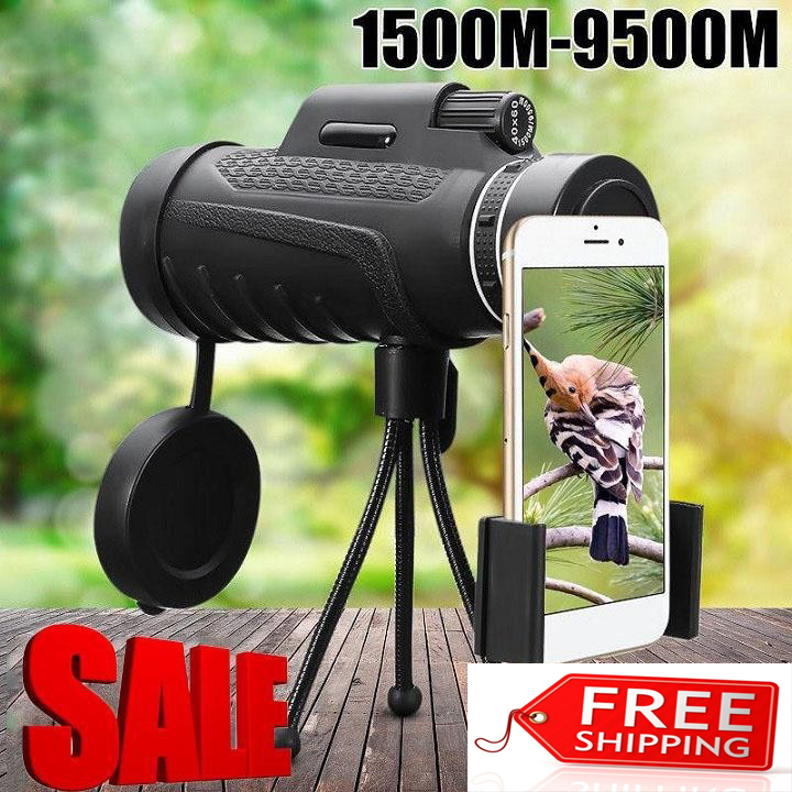 Ống Nhòm Gắn Điện Thoại 40x60 Telescope nhìn siêu xa, Tặng Kèm Tripod và Giá Đỡ Điện Thoại, ống nhòm đi câu cá, ống nhòm đi rừng ngắm chim