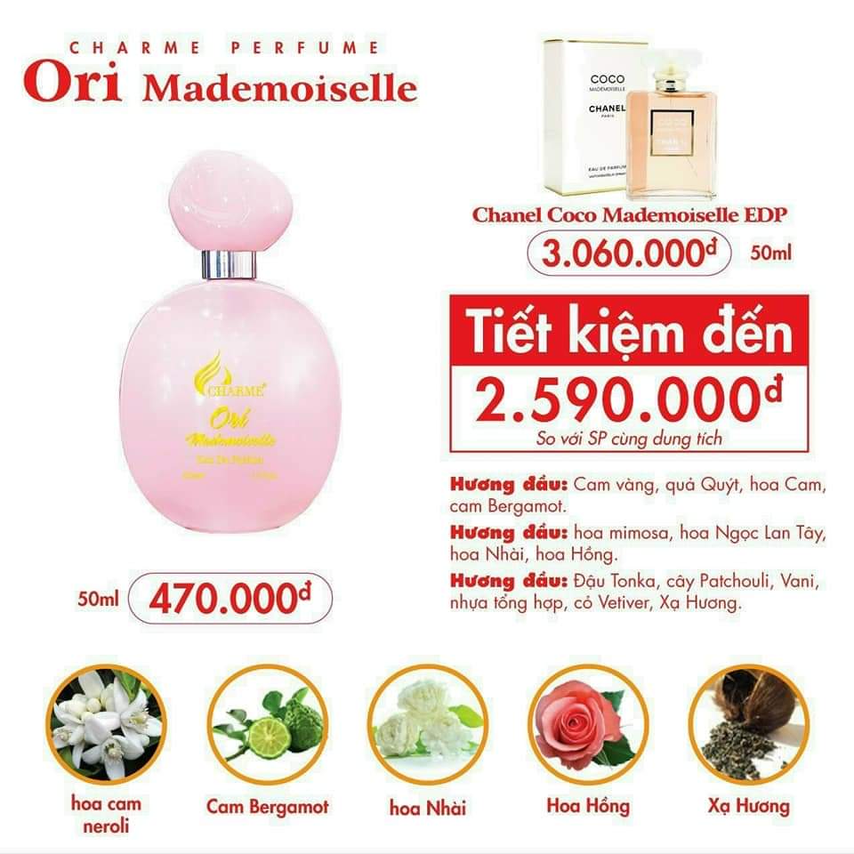 Nước Hoa Nữ Ori Mademoiselle Chamme 50ml Chính Hãng Mẩu Mới Ngọt Ngào Quyến Rũ