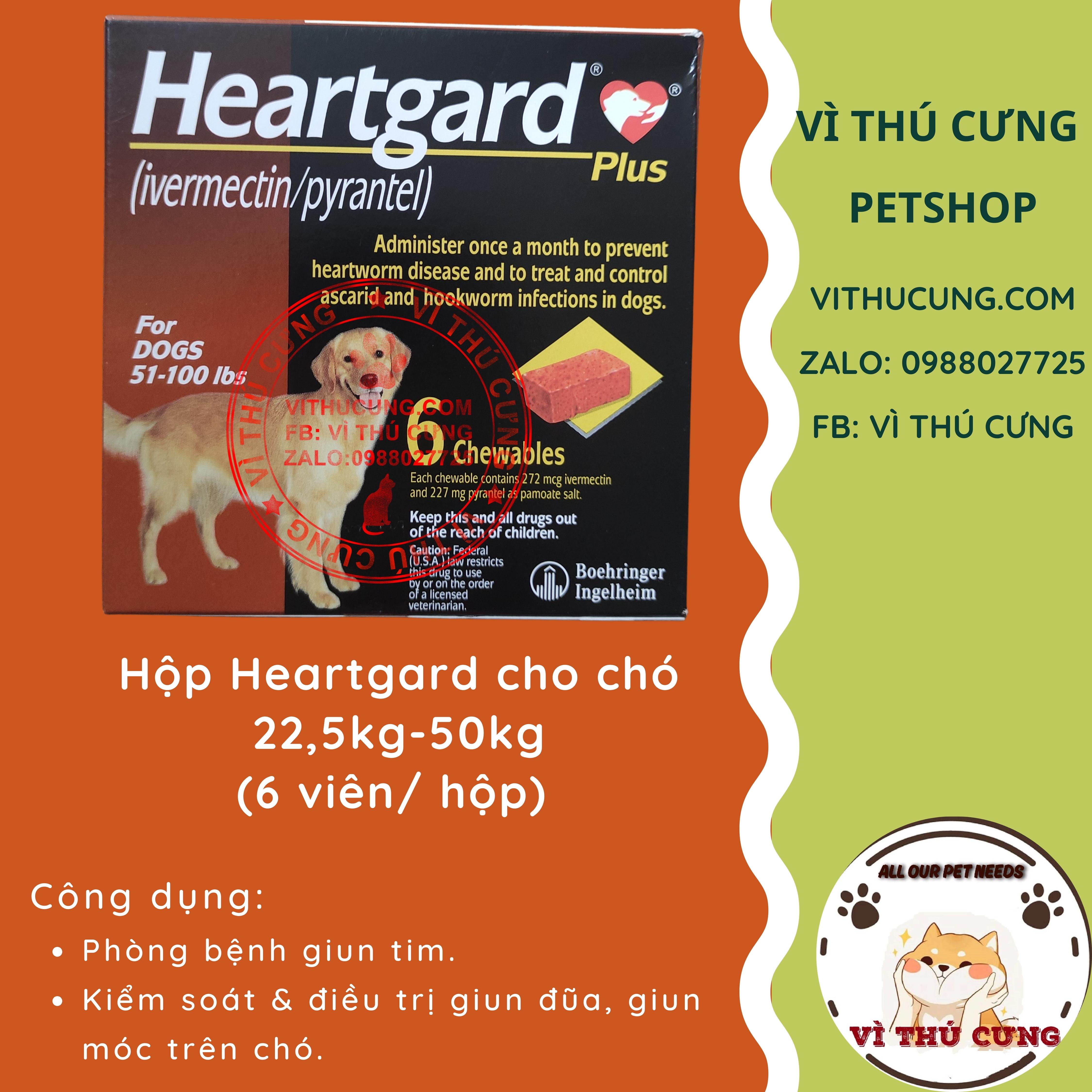 Hộp heartgard 22,5-50kg cho chó