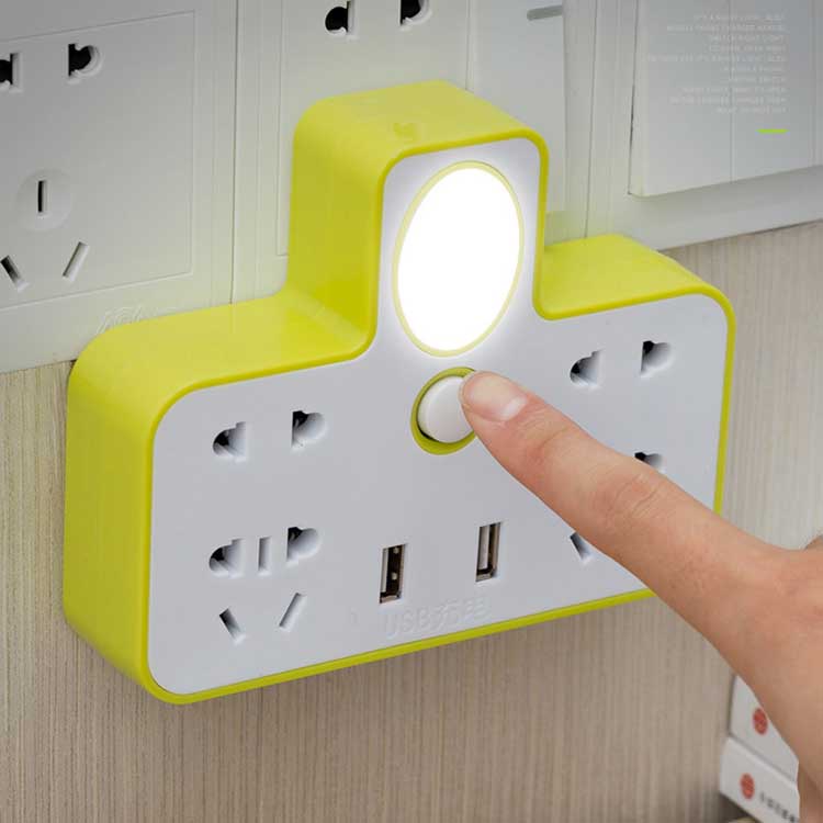 Ổ Cắm Điện Đa Năng Tích Hợp 2 Cổng USB Và Đèn Ngủ Tiện Lợi Có Công Tắc Tiết Kiệm Điện - Ổ Chia Điện Thông Minh 4 Lỗ Điện 2 Cổng Cắm USB