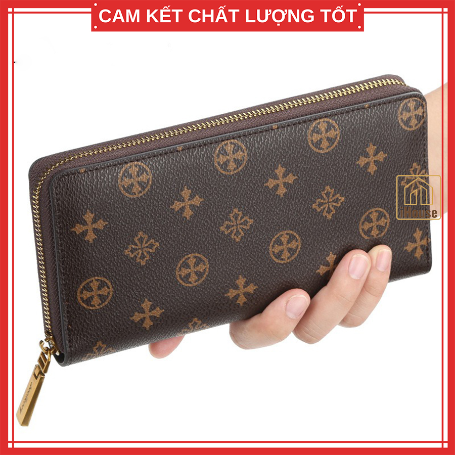 Ví cầm tay nam nữ Unisex cao cấp, Cluth clutch cầm tay nam nữ dáng bóp dài họa tiết L.V siêu đẹp và chất