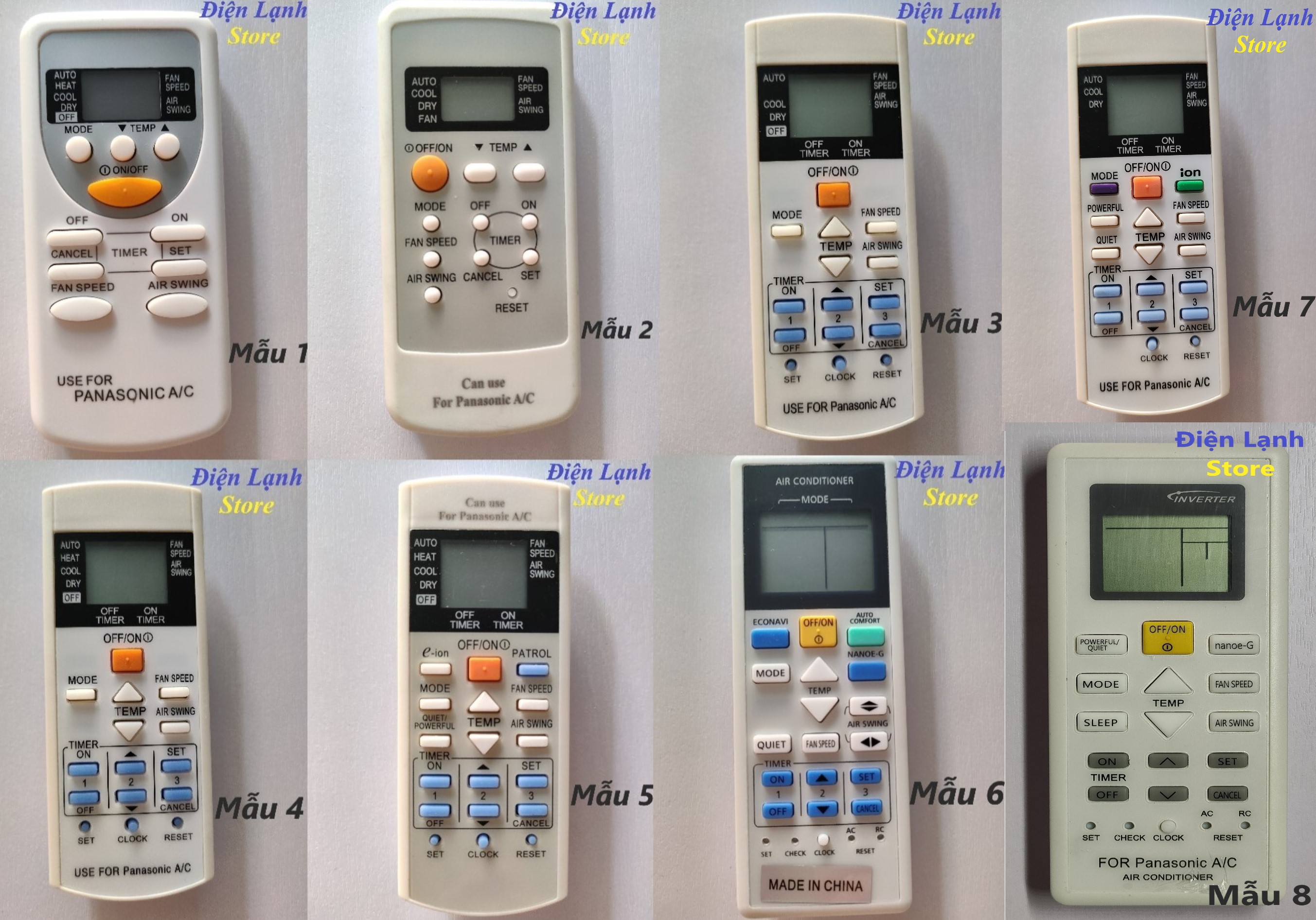 Remote máy lạnh panasonic các loại. .