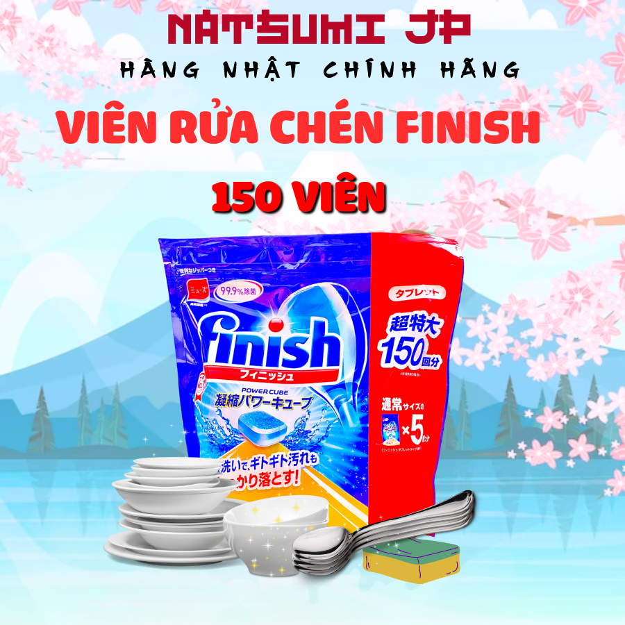 Viên rửa chén bát Finish Power Cube Nhật Bản dành cho máy rửa bát