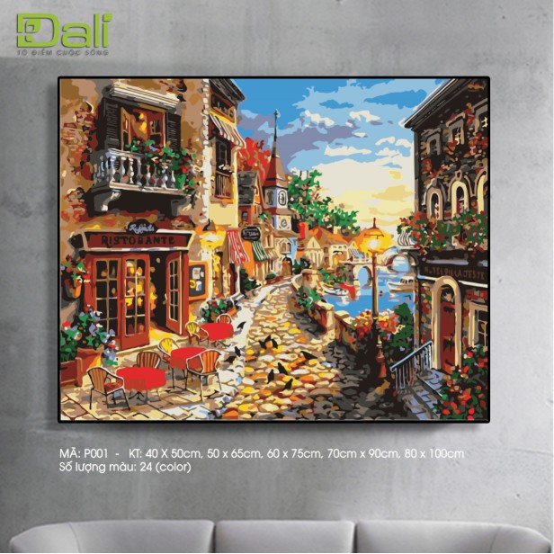 Tranh sơn dầu số hóa Tranh Góc Phố PH001