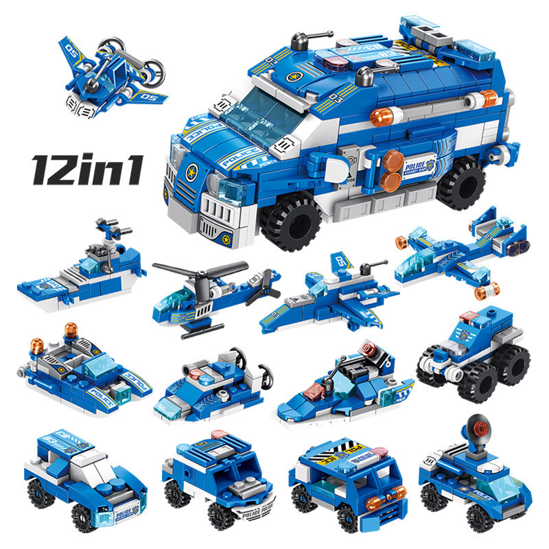 Bộ đồ chơi lắp ráp xếp hình panlos brick 12 trong 1 - mô hình police assault car 633015 - 569 mảnh ghép