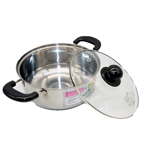 Nồi inox 22cm nắp kính tay cầm chắc chắn chống nóng có nắp đậy kín cao cấp