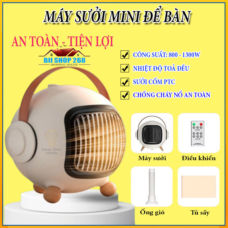 Máy sưởi 2 chiều quạt sưởi ấm mini để bàn cho bé và gia đình công suất 800W tiết kiệm năng lượng chống cháy nổ tự động tắt nguồn điều chỉnh nhiệt độ thông minh an toàn tuyệt đối trong quá trình sử dụng