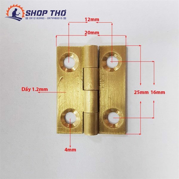 Bản lề lá màu vàng cỡ 1.0'' loại dày