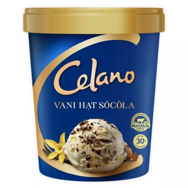 (GIAO HỎA TỐC HCM) Kem hộp Celano vani hạt socola 460ML