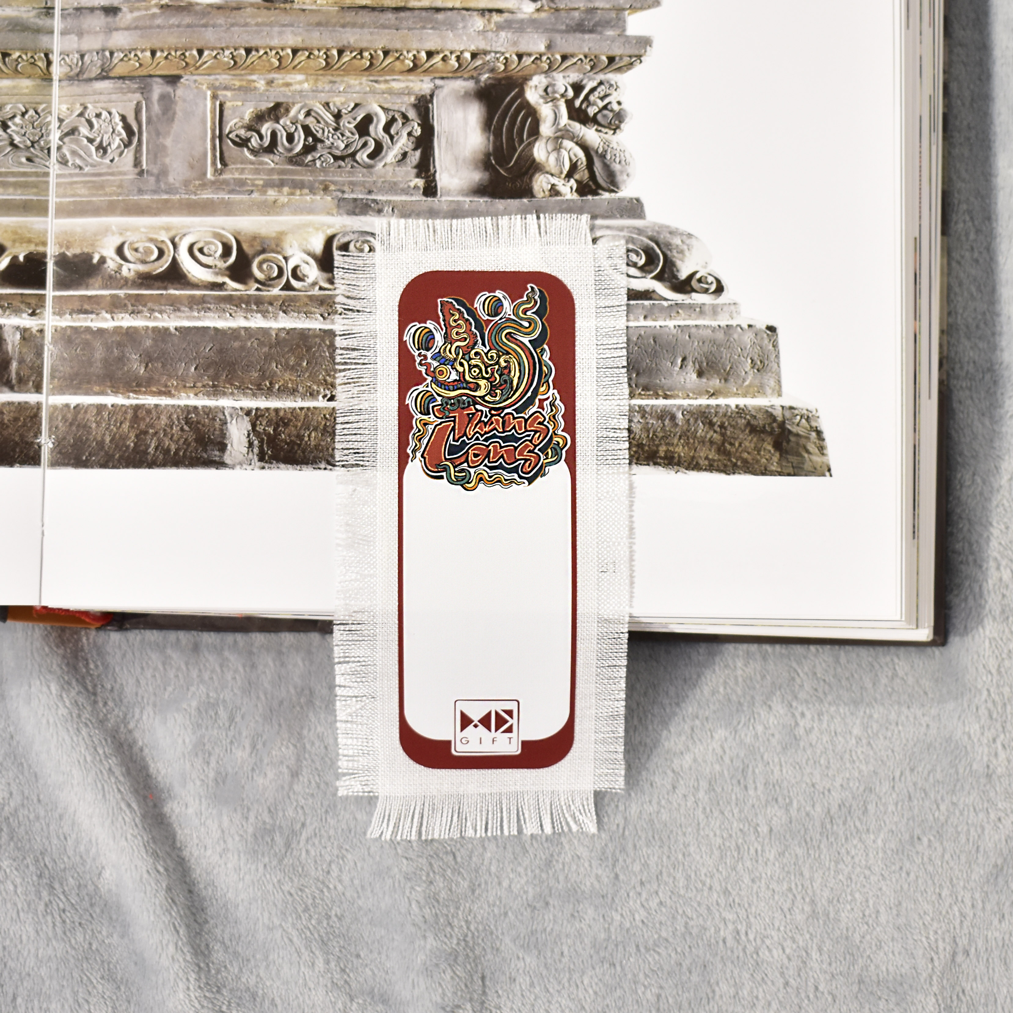 Bookmark vải, kẹp sách vải, đánh dấu trang - rồng thời lý - bmdrf01/ bmrnf01_mê gift