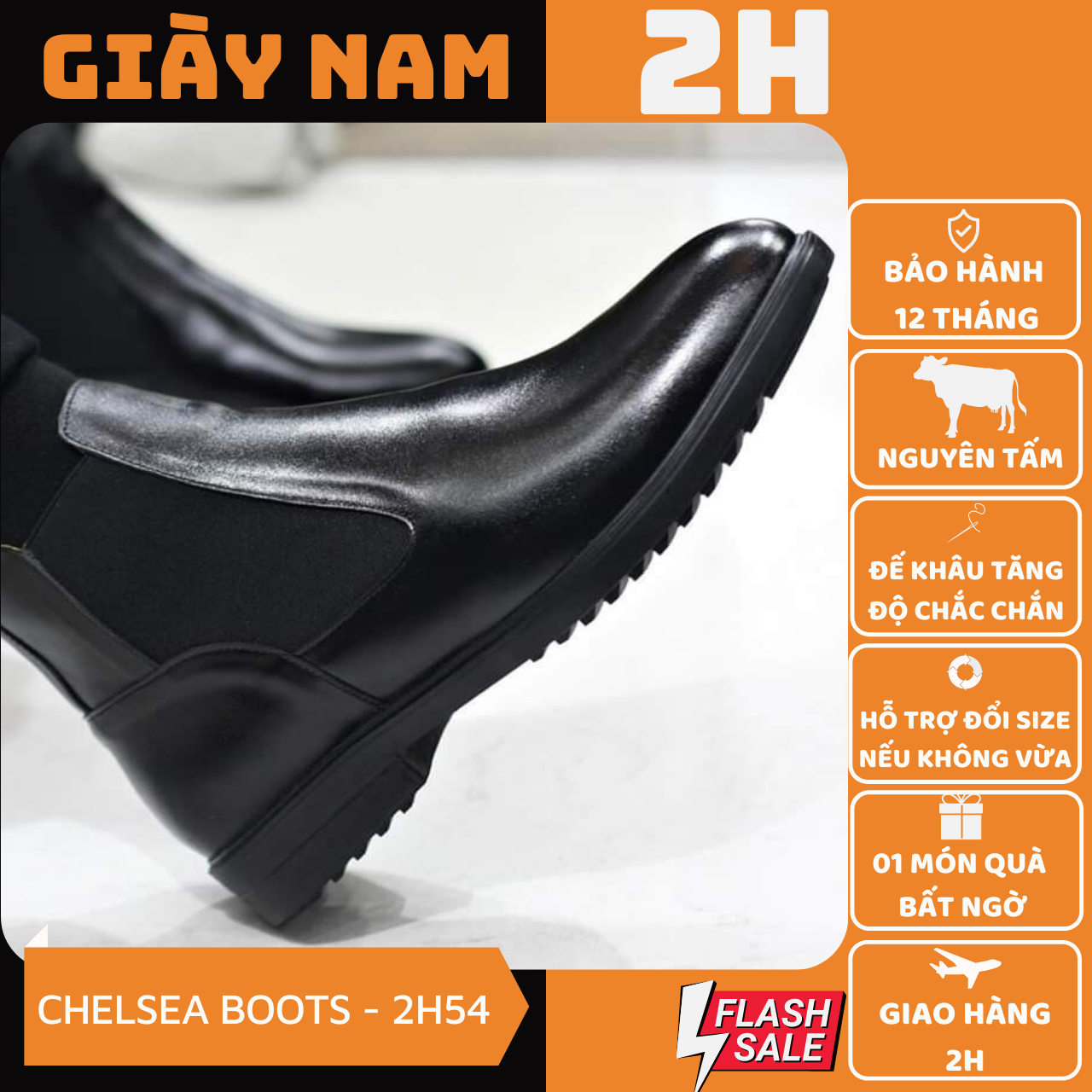 Chelsea boots da bò cao cấp 2H - 54