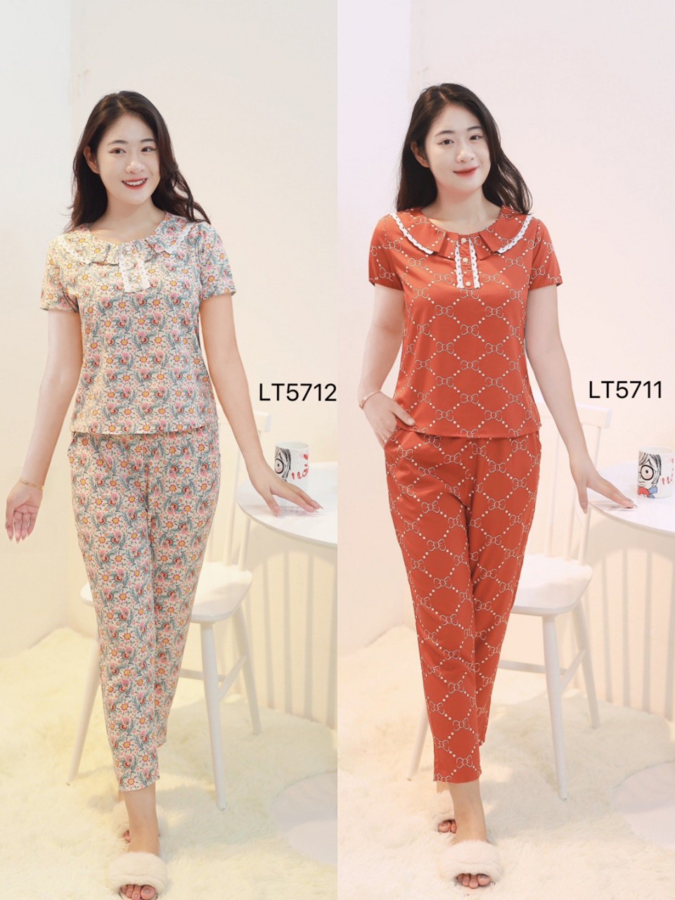 Set bộ ngủ nữ mẫu mới cổ xinh xắn,dễ thương