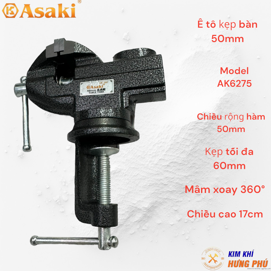 Ê tô kẹp bàn mini mâm xoay 360° Asaki - Bảo hành 6 tháng