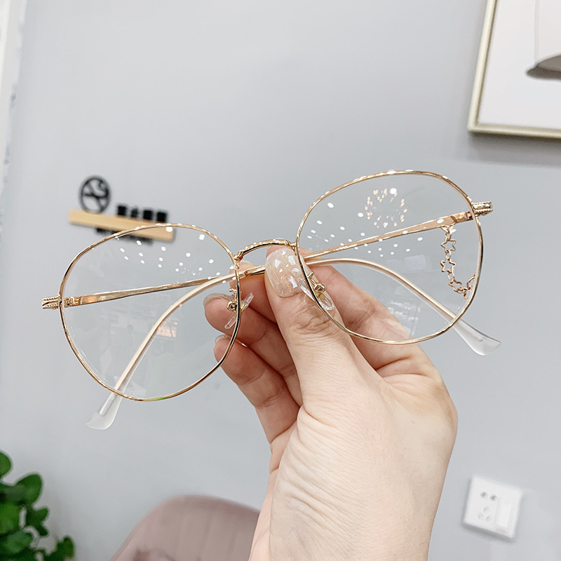 Kính gọng cận thời trang nữ mắt tròn đính kèm phụ kiện xích siêu xinh phong cách Hàn Quốc - Kính cận thời trang không độ 043