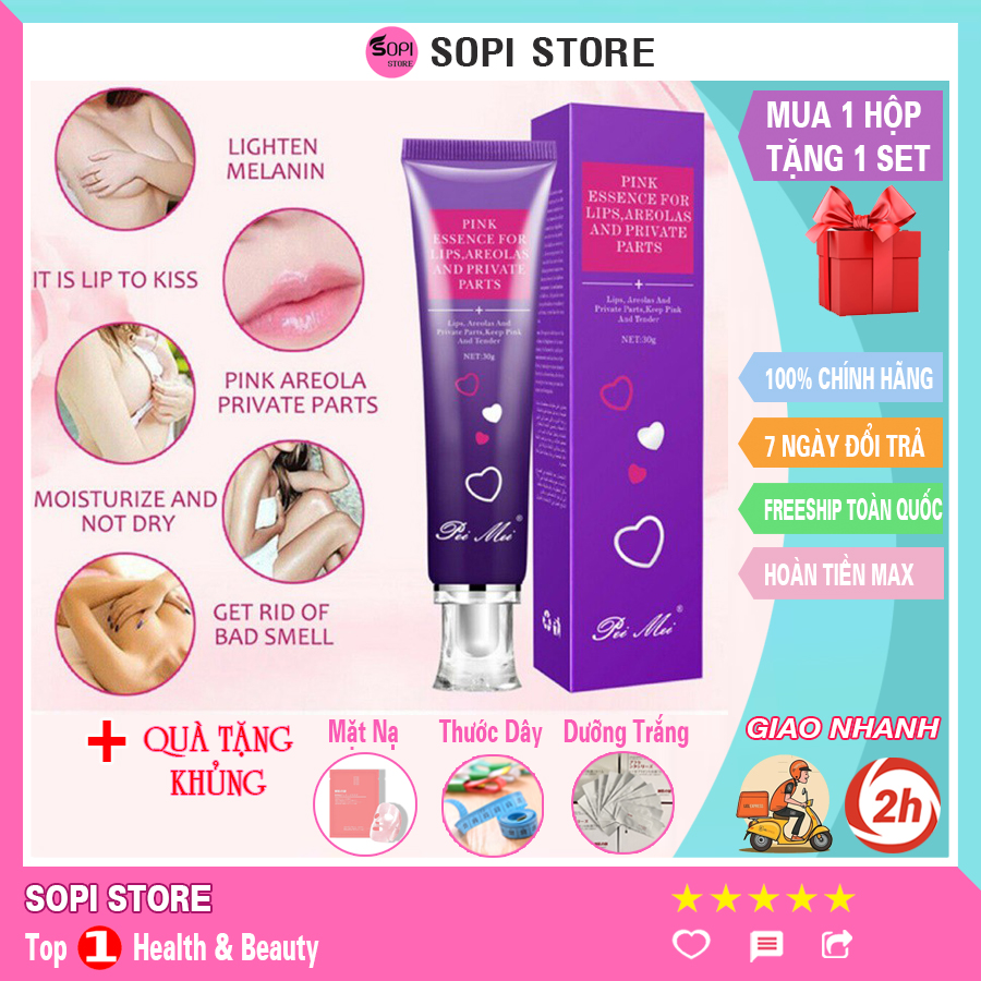 Pei Mei Xoá Thâm làm hồng nhũ hoa, hồng môi, vùng kín, chống thâm đầu gối, thâm mông, cùi chỏ, mắt cá chân