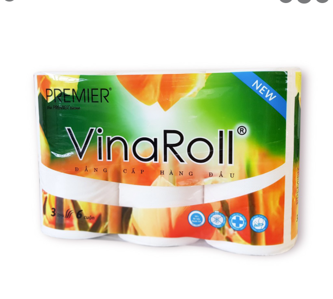 Giấy vệ sinh VinaRoll 6 cuộn 3 lớp cao cấp không lõi