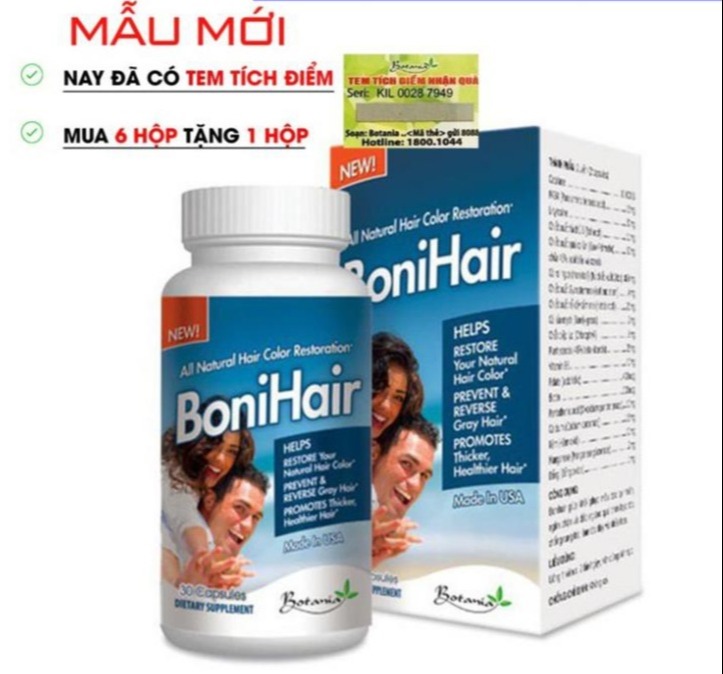 BoniHair USA Viên uống ngăn ngừa bạc tóc, rụng tóc.