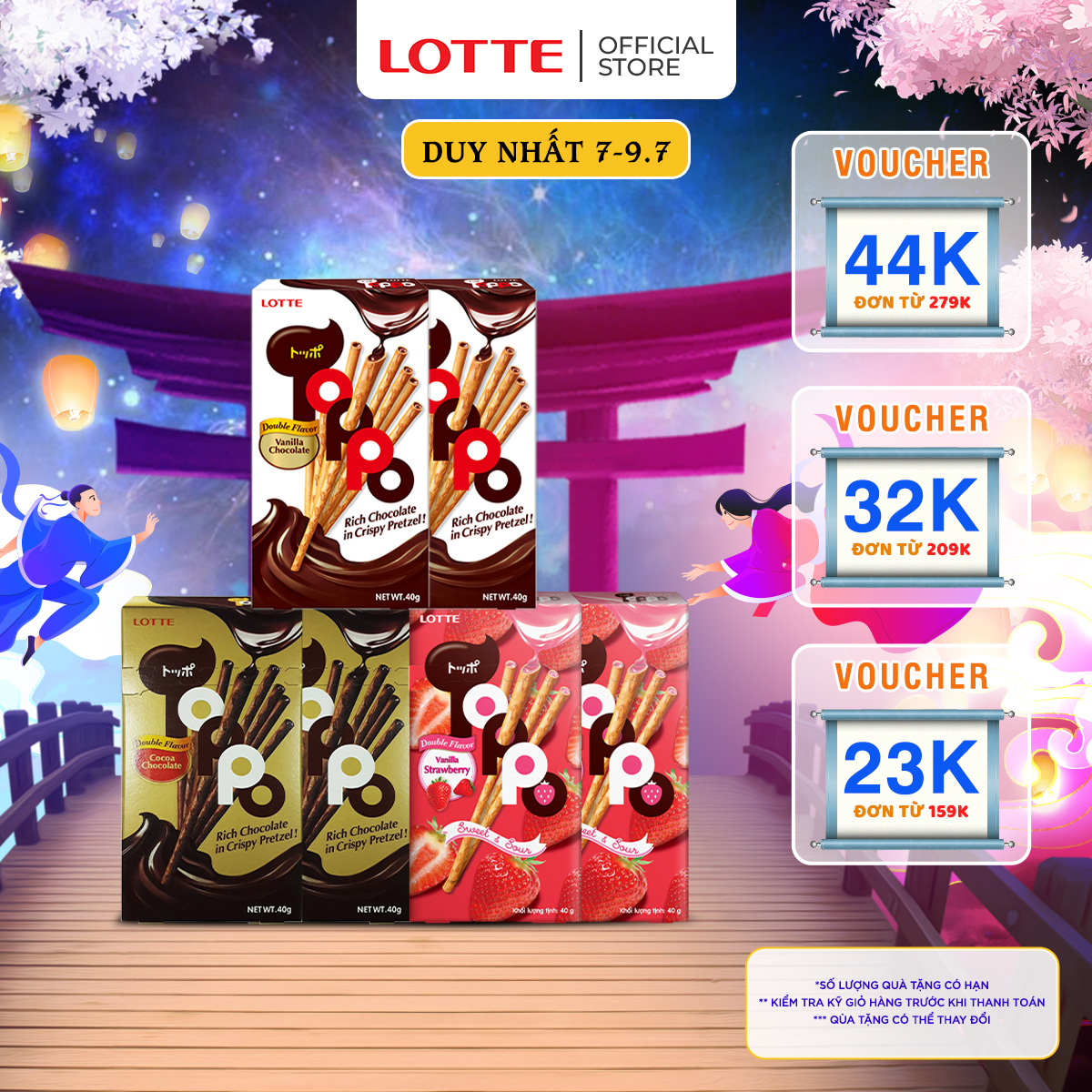 Combo 6 gói bánh toppo 3 vị nhân socola hương ca cao & hương vani & kem dâu 40g/gói