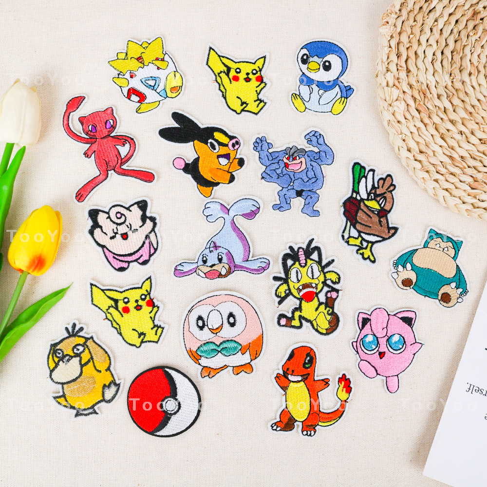Miếng dán ủi quần áo thêu hình Pikachu Pokemon dễ thương cute TooYoo BK00150