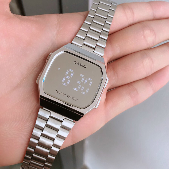 Đồng hồ Casio tráng gương mặt cảm ứng sang trọng, dây thép không dỉ