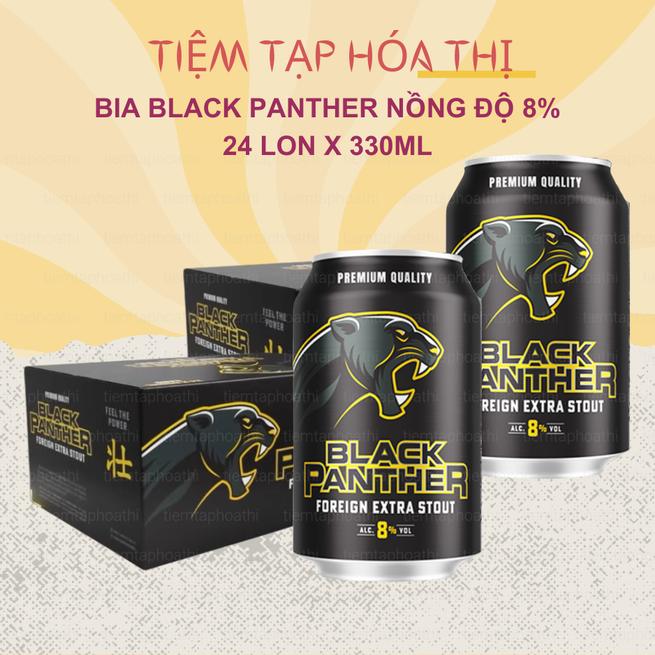[Combo 5 Thùng] 24 Lon Lúa Mạch Black Panther Foreign Stout Campuchia 330ml 8% Đen