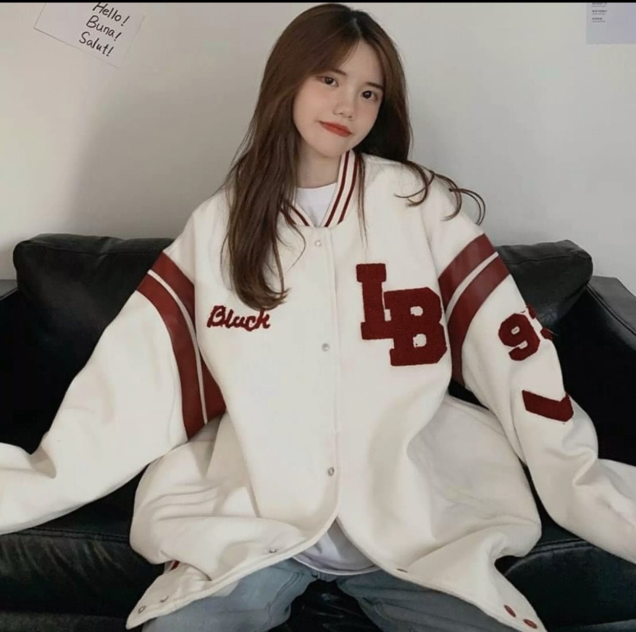 Áo Khoác Nỉ Cardigan Bomber Nam Nữ Nút Cài Họa Tiết LOGO LB Cực HOT HIT Phối Sọc Tay Nổi Bật, Kiểu Dáng Rộng Cá Tính