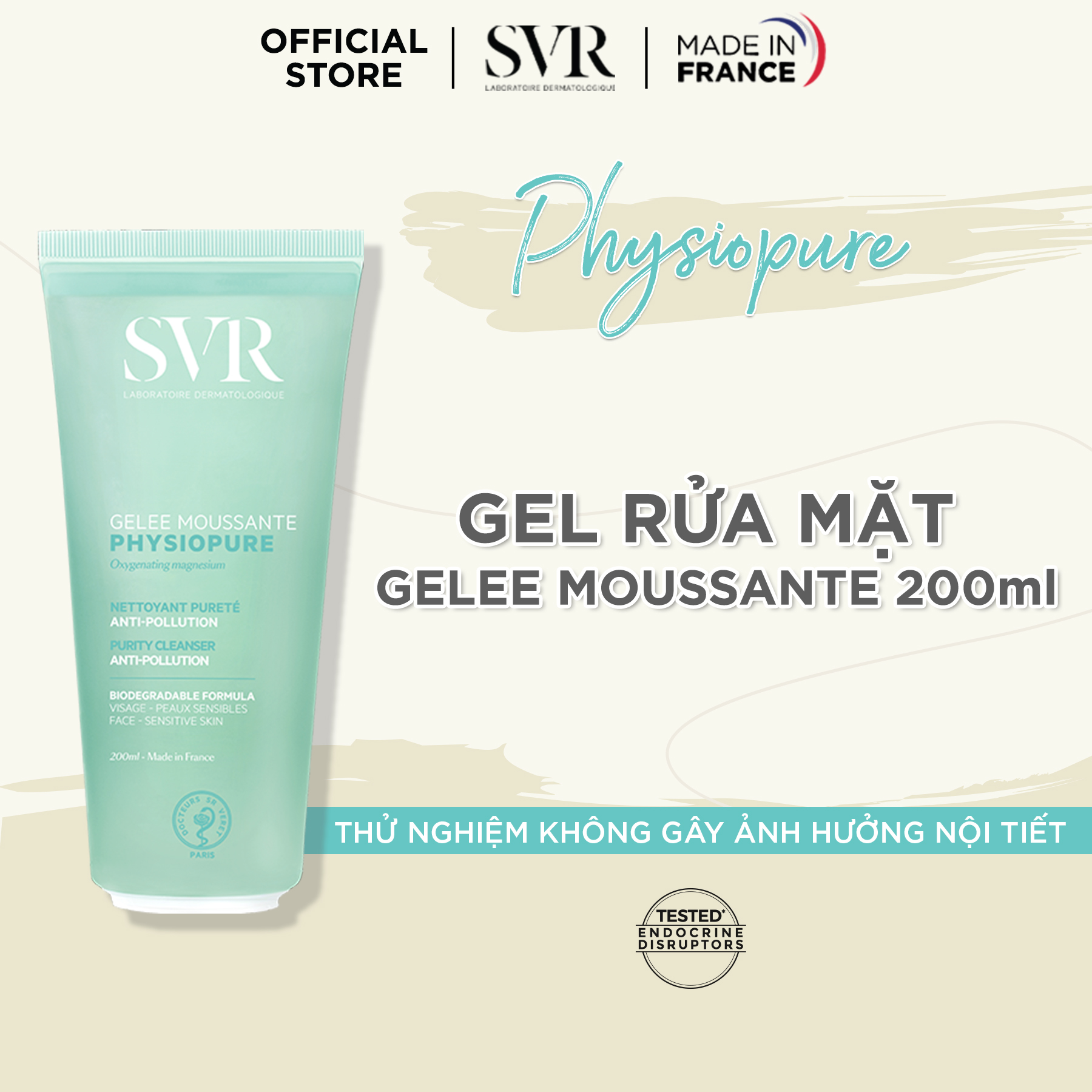 Gel rửa mặt dành cho da nhạy cảm SVR PHYSIOPURE GELEE MOUSSANTE 200ml