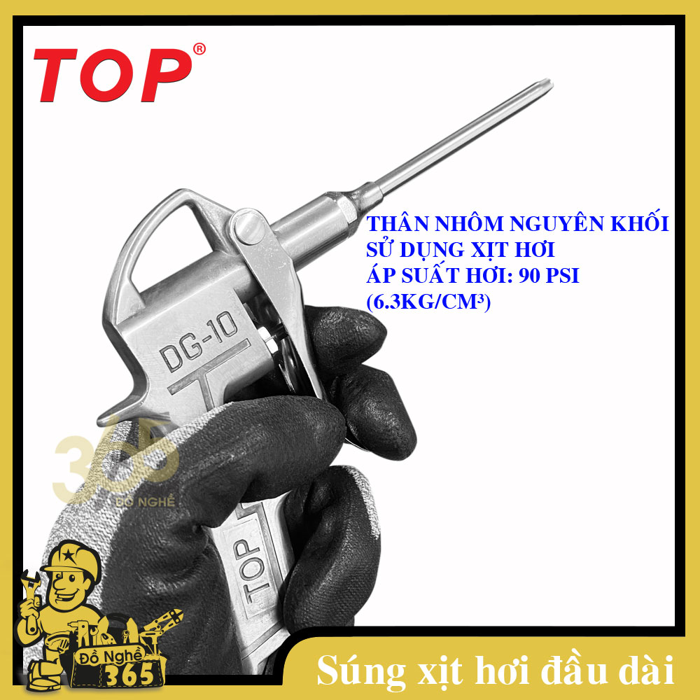 Dụng cụ xịt hơi đầu Dài (dài 100mm) Top  , được chế tạo bằng hơp kim nhôm cao cấp đúc nguyên khối, đảm bảo kín hơi thiết kế nhỏ gọn đầu dài 100mm, xịt hơi, xịt bụi, vệ sinh máy móc, xe