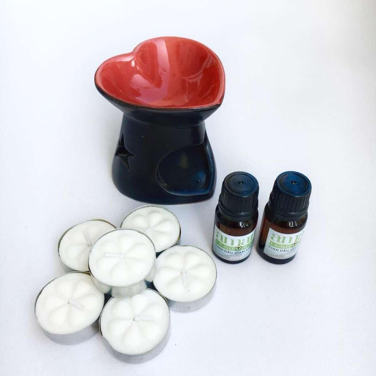 Đèn xông tinh dầu, đèn khuếch tán tinh dầu, đèn đốt tinh dầu dùng nến - hình trái tim đẹp thơ mộng